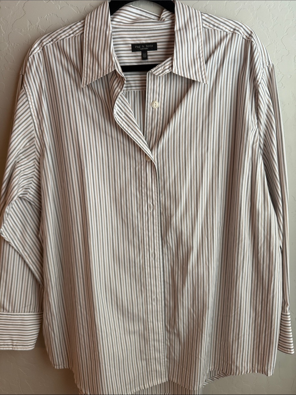 rag & bone Marin White and Brown Striped Button-Down Shirt